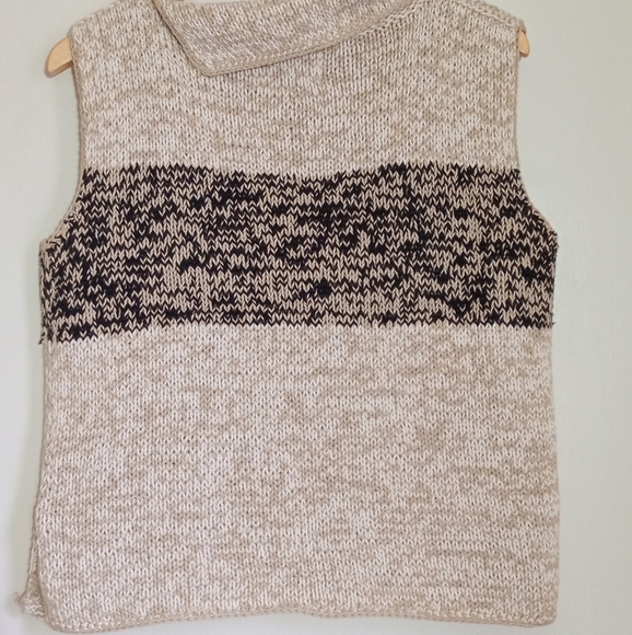 Pure Handknit 100% cotton sleeveless cowl neck sweater women's size M/L - Picture 8 of 9
